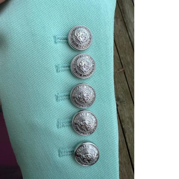 Classic structured Silver Button Double Breasted blazer mint C662 - Picture 5 of 12